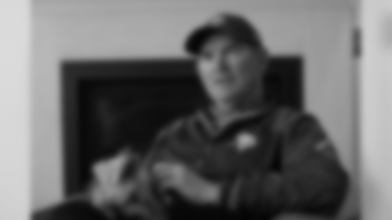 An image from May 14, 2019 of head coach Mike Zimmer's segment of the Purple Pups series at TCO Performance Center in Eagan, MN.