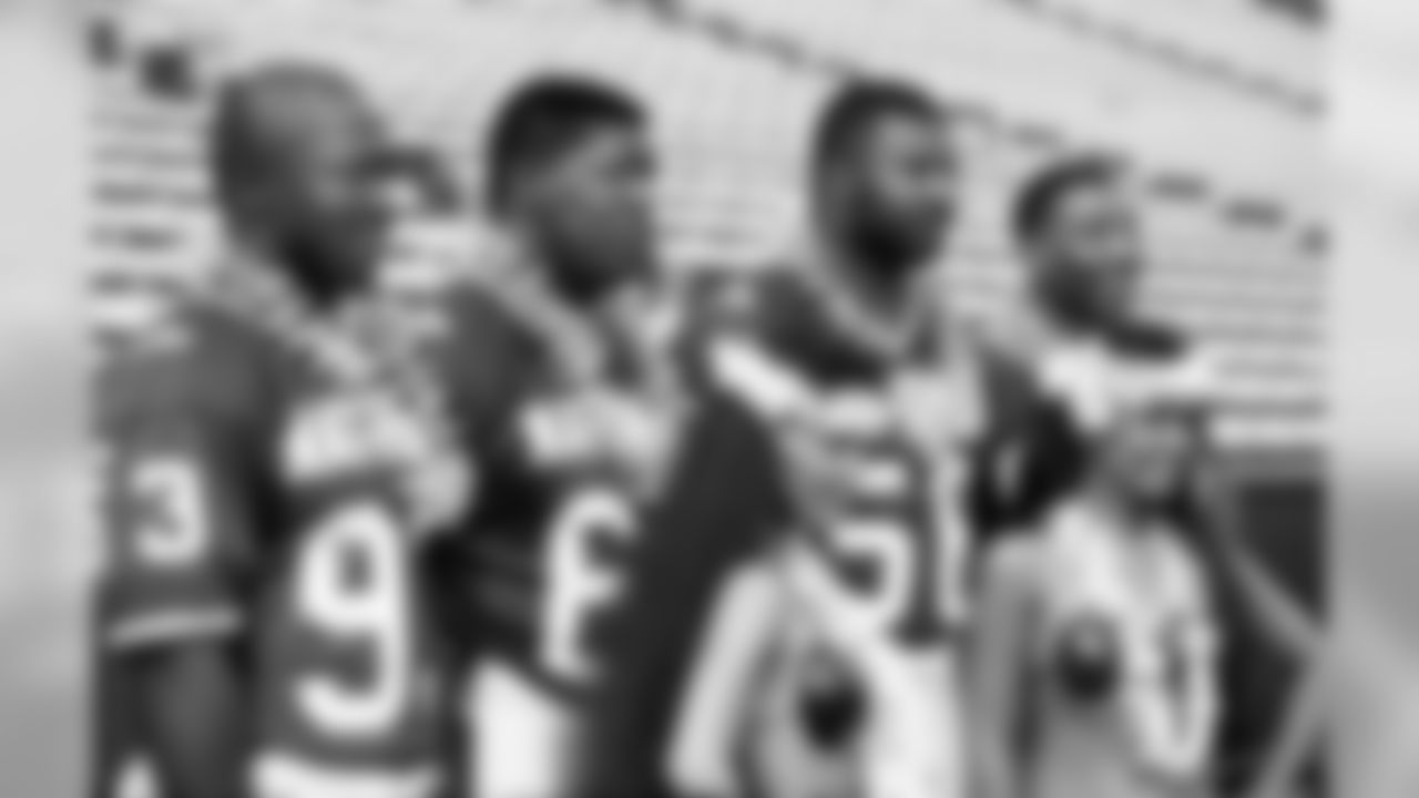 Minnesota Vikings players John Randle, Randall McDaniel, Chris Doleman, and Cris Carter pose on photo day before the NFL Pro Bowl, a 17 - 3 NFC victory on Feb. 6, 1994, at Aloha Stadium in Honolul. (AP Photo / Al Messerschmidt)