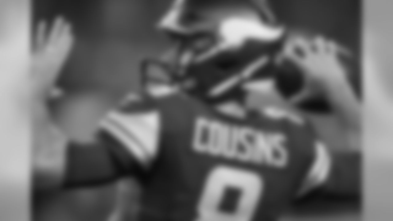 Minnesota Vikings quarterback Kirk Cousins warms up before an NFL football game against the Washington Redskins, Thursday, Oct. 24, 2019, in Minneapolis. (AP Photo/Charlie Neibergall)