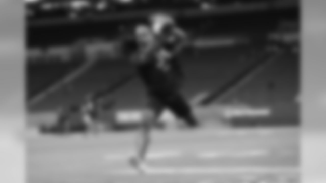 Vanderbilt wide receiver Kalija Lipscomb runs a drill at the NFL football scouting combine in Indianapolis, Thursday, Feb. 27, 2020. (AP Photo/Michael Conroy)