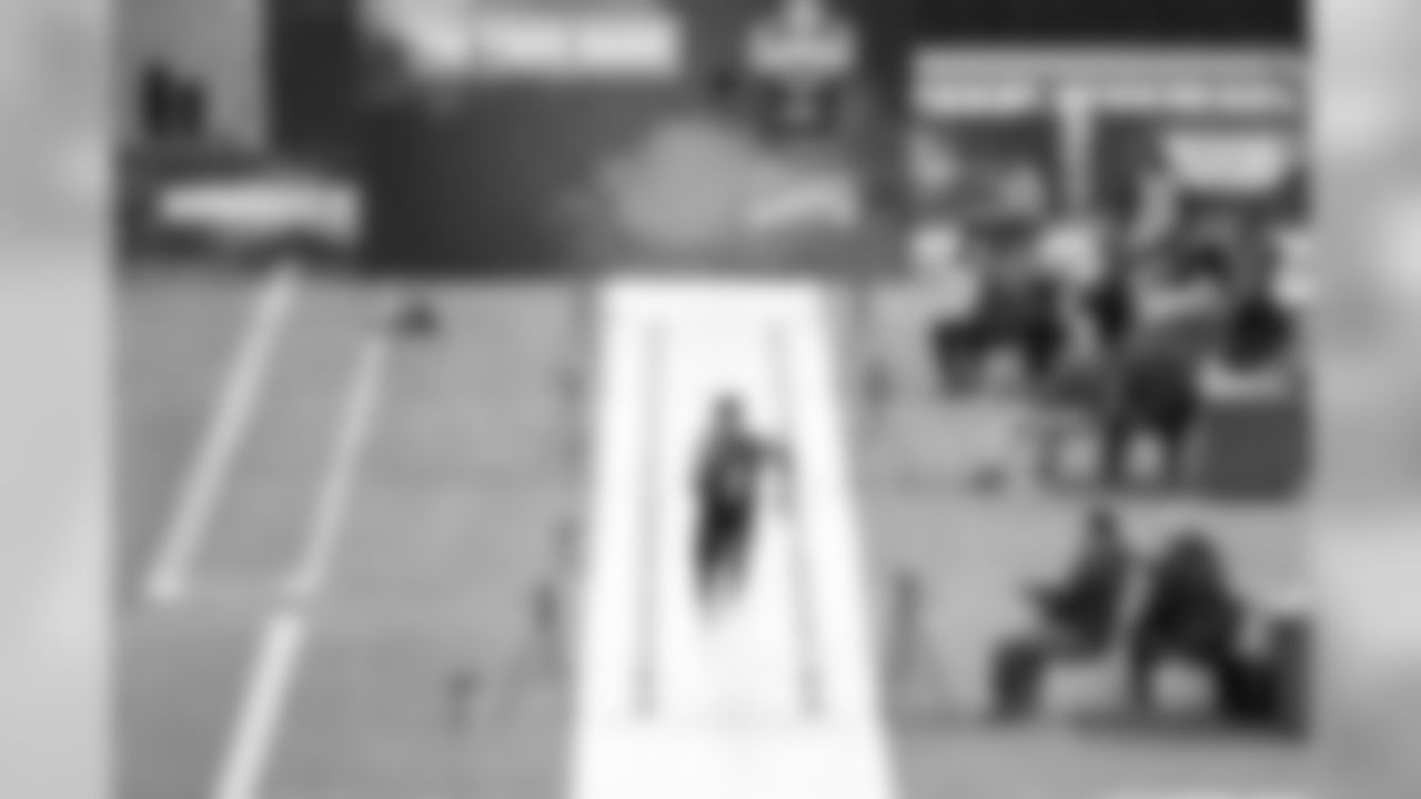 Michigan State defensive back Justin Layne runs the 40-yard dash during the 2019 Scouting Combine,Monday, Mar. 4, 2019 in Indianapolis. (Logan Bowles/NFL)