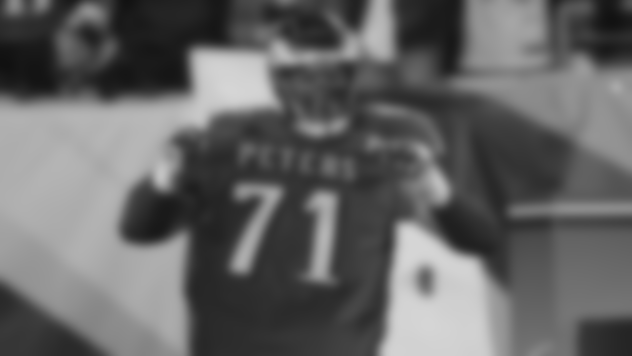 Jason Peters, out with a knee injury, was on the thoughts and minds of the players.