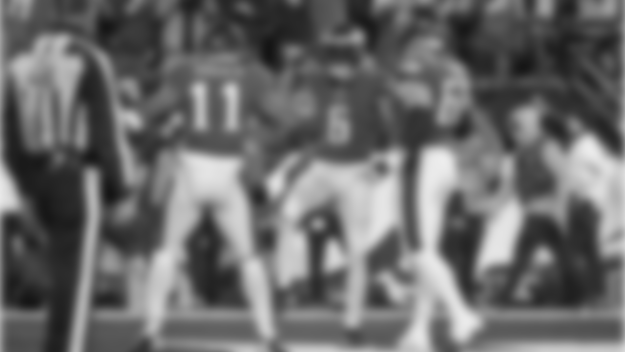 WR A.J. Brown, WR DeVonta Smith, and C Jason Kelce