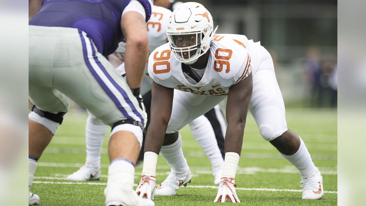 Texas defenive lineman Charles Omenihu (90) before a spring NCAA football  game. Saturday, April 15, 2017 in Austin, Tex. (TFV Media via AP) **  Mandatory Credit ** Stock Photo - Alamy