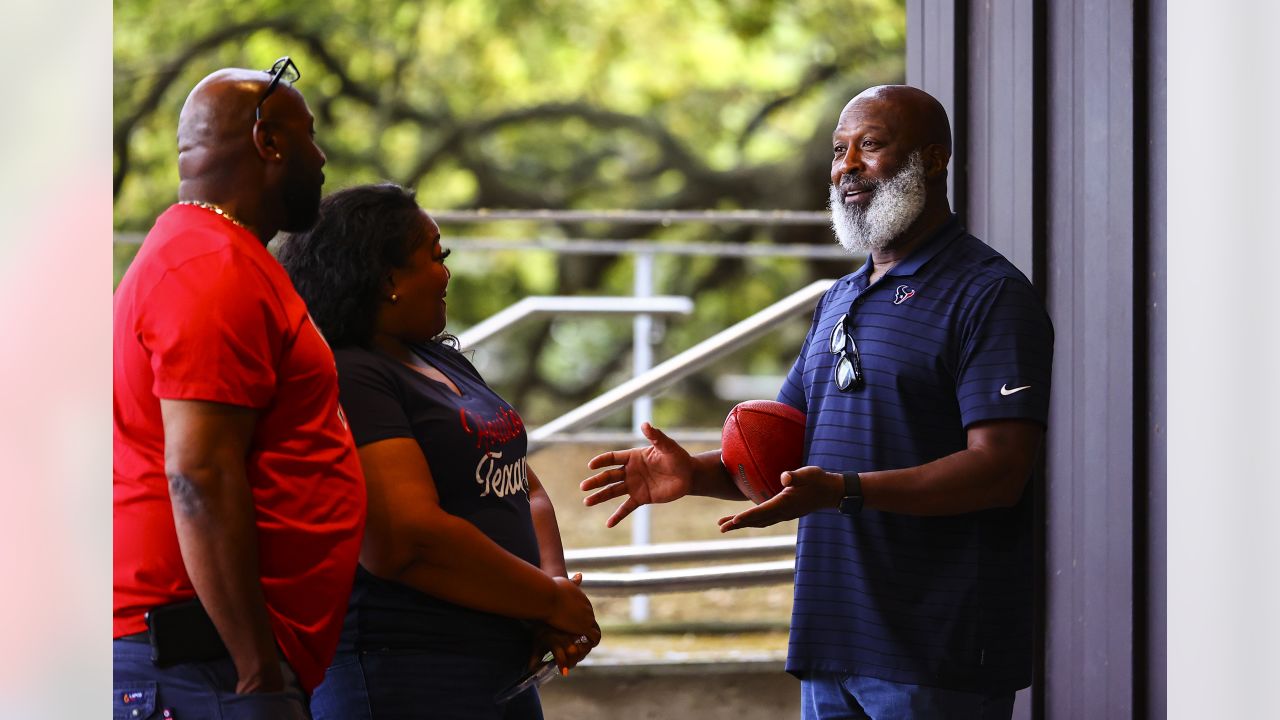 The Houston Texans and United Airlines teamed up to fly in two lucky fans  from Mexico to attend the 2023 Texans Draft Party at the Miller Outdoor  Theatre.