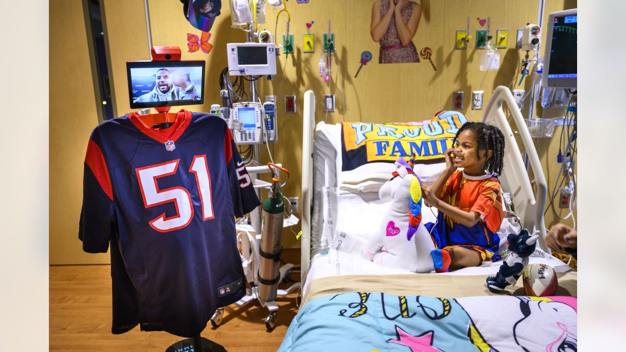 Kamu Grugier-Hill virtually visited Texas Children's Hospital in honor of  Kids Day on Sunday.