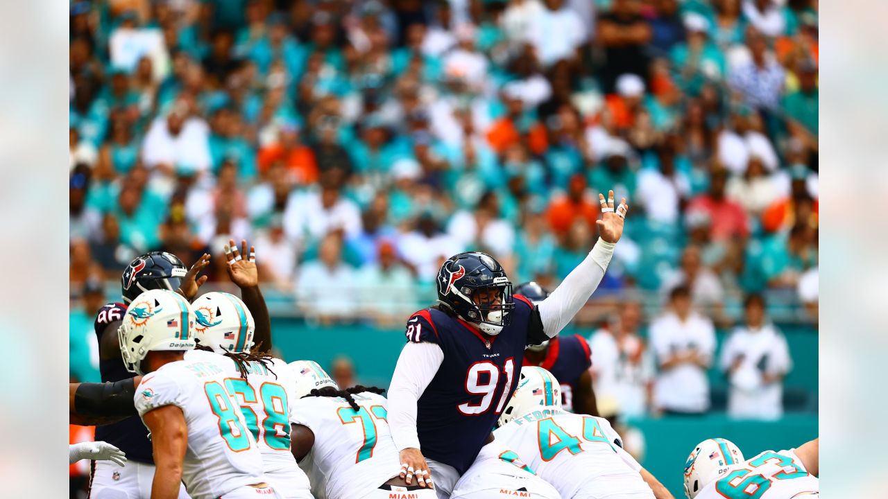 Houston Texans defensive end Jonathan Greenard (52) warms up before an NFL  preseason football game against the Miami Dolphins, Saturday, Aug. 19,  2023, in Houston. (AP Photo/Tyler Kaufman Stock Photo - Alamy