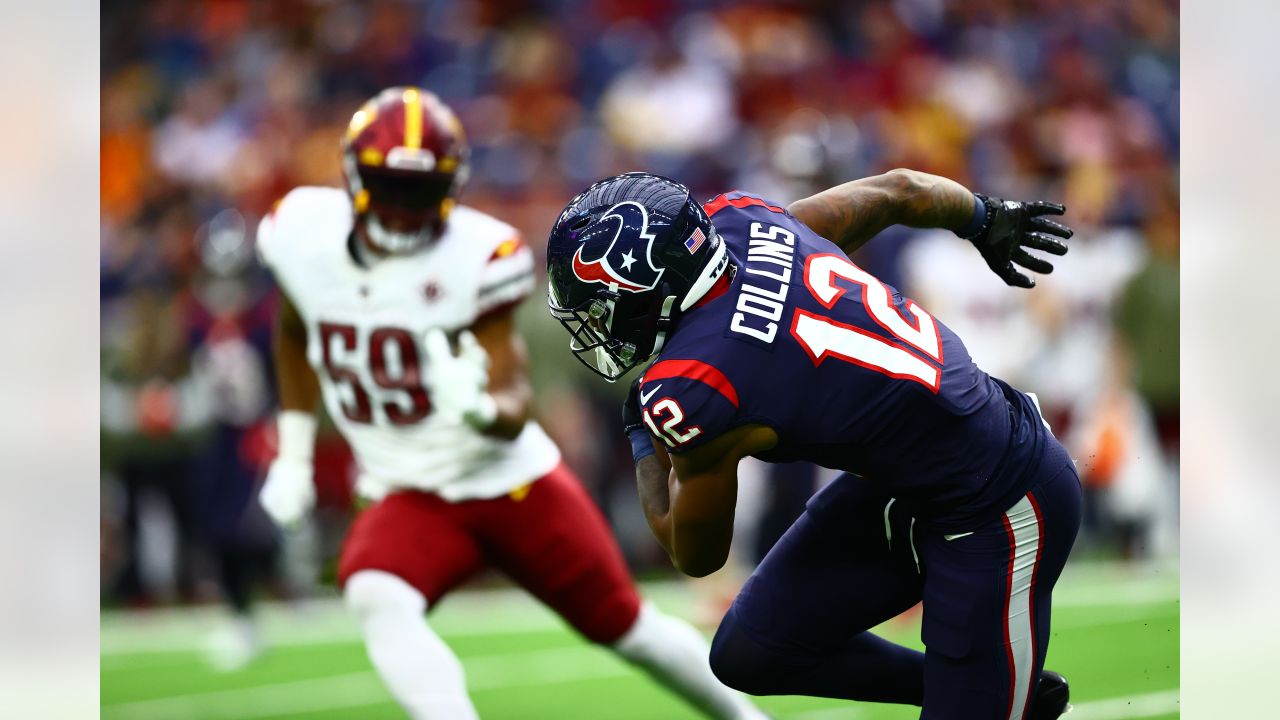 Washington Commanders wide receiver Cam Sims (89) during the NFL Football  Game between the Washington Commanders and the Houston Texans on Sunday,  November 20, 2022, at NRG Stadium in Houston, Texas. The