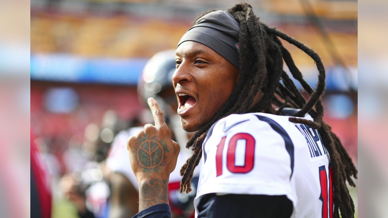 Houston Texans wide receiver DeAndre Hopkins (10) plays against the  Tennessee Titans in the second half of an NFL football game Sunday, Dec.  15, 2019, in Nashville, Tenn. (AP Photo/James Kenney Stock