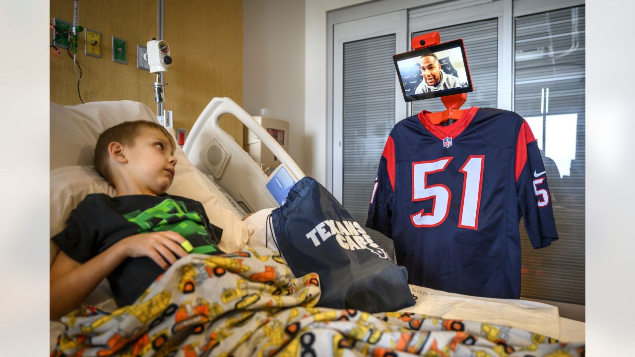 Kamu Grugier-Hill virtually visited Texas Children's Hospital in honor of  Kids Day on Sunday.