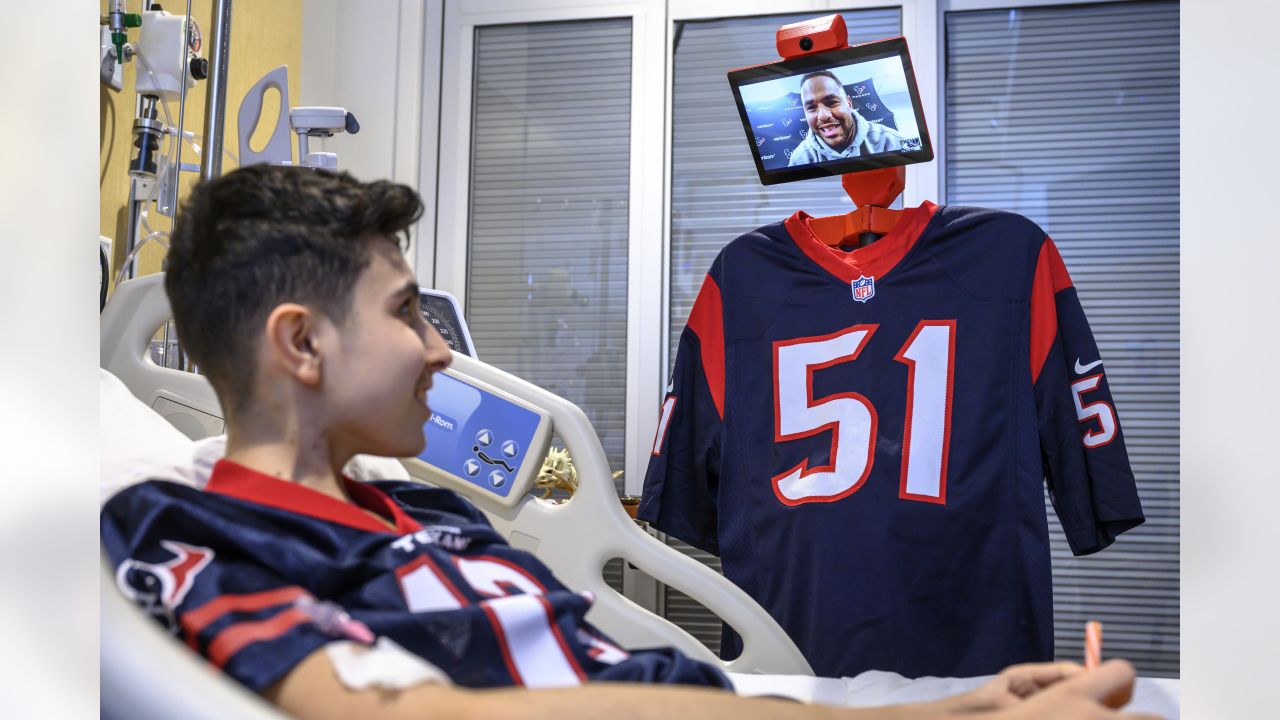 Kamu Grugier-Hill virtually visited Texas Children's Hospital in honor of  Kids Day on Sunday.