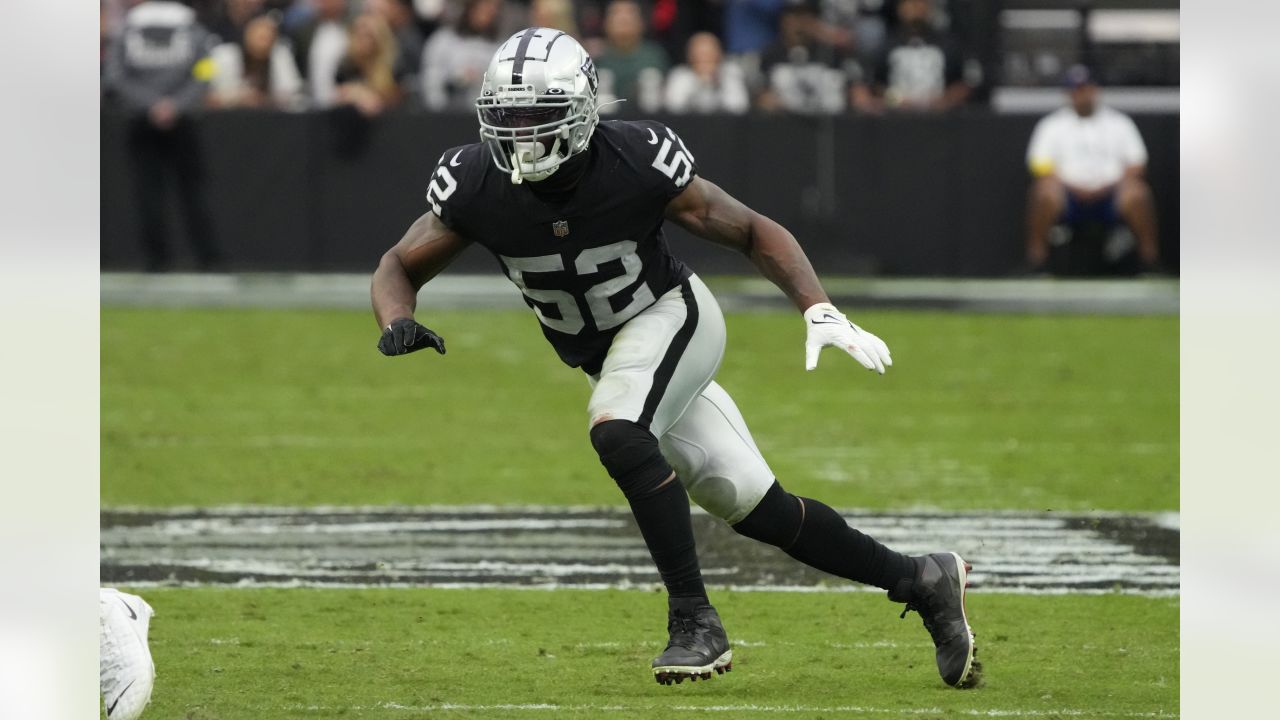 AFC inside linebacker Denzel Perryman of the Las Vegas Raiders (52) during  the first half of the Pro Bowl NFL football game, Sunday, Feb. 6, 2022, in  Las Vegas. (AP Photo/Rick Scuteri