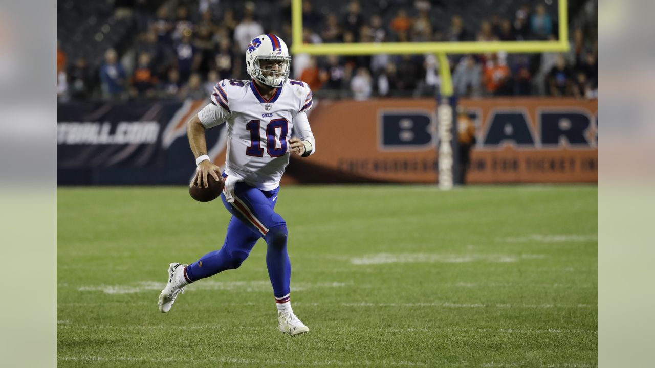 Buffalo Bills quarterback AJ McCarron (10) throws against the