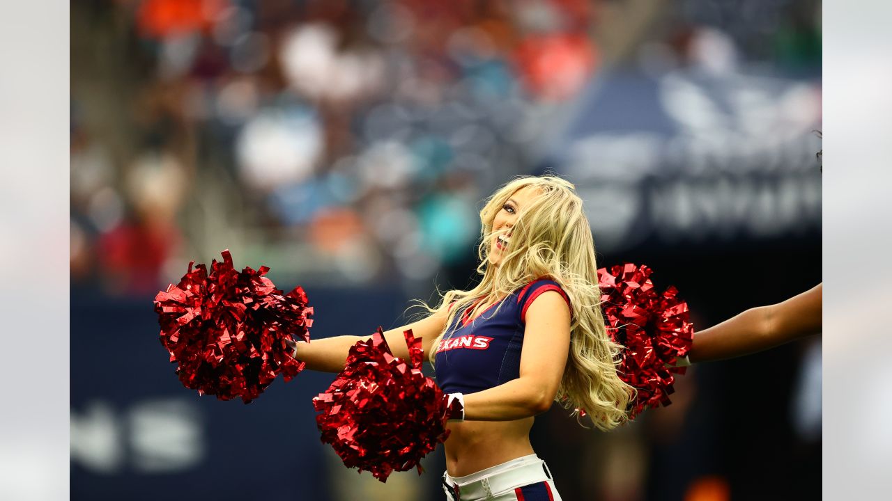 A Kansas City Chiefs cheerleader before an NFL preseason game