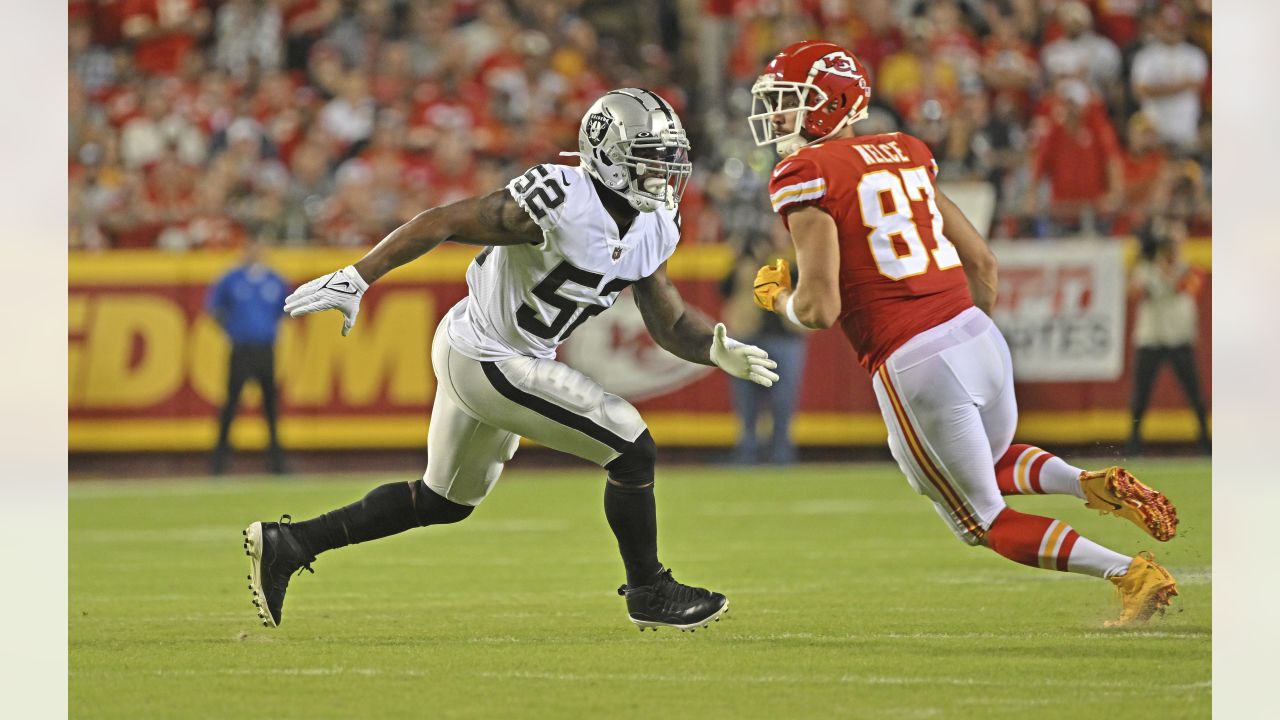 Kansas City Chiefs quarterback Patrick Mahomes (15) rolls out during an NFL  pre-season football game against the Washington Commanders Saturday, Aug.  20, 2022, in Kansas City, Mo. (AP Photo/Peter Aiken Stock Photo 