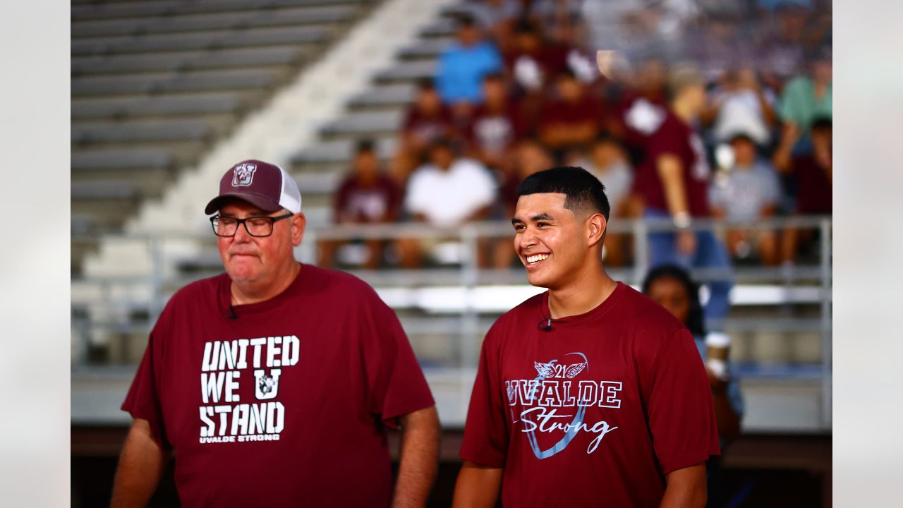 Texans surprise Uvalde High School football team with new uniforms