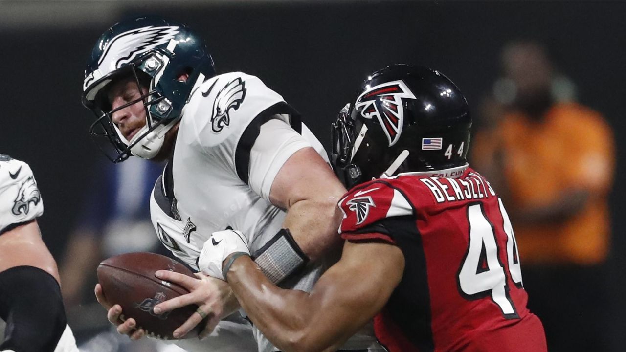 Seattle Seahawks running back Chris Carson (32) runs with the ball in a  week 7 NFL football game against the Atlanta Falcons, Sunday, Sep. 27, 2019  in Atlanta. (Michael Zarrilli/AP Images for