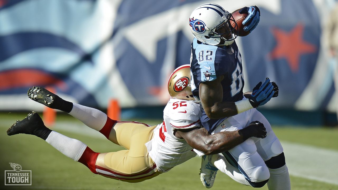 Delanie Walker of the San Francisco 49ers returns a kick off during