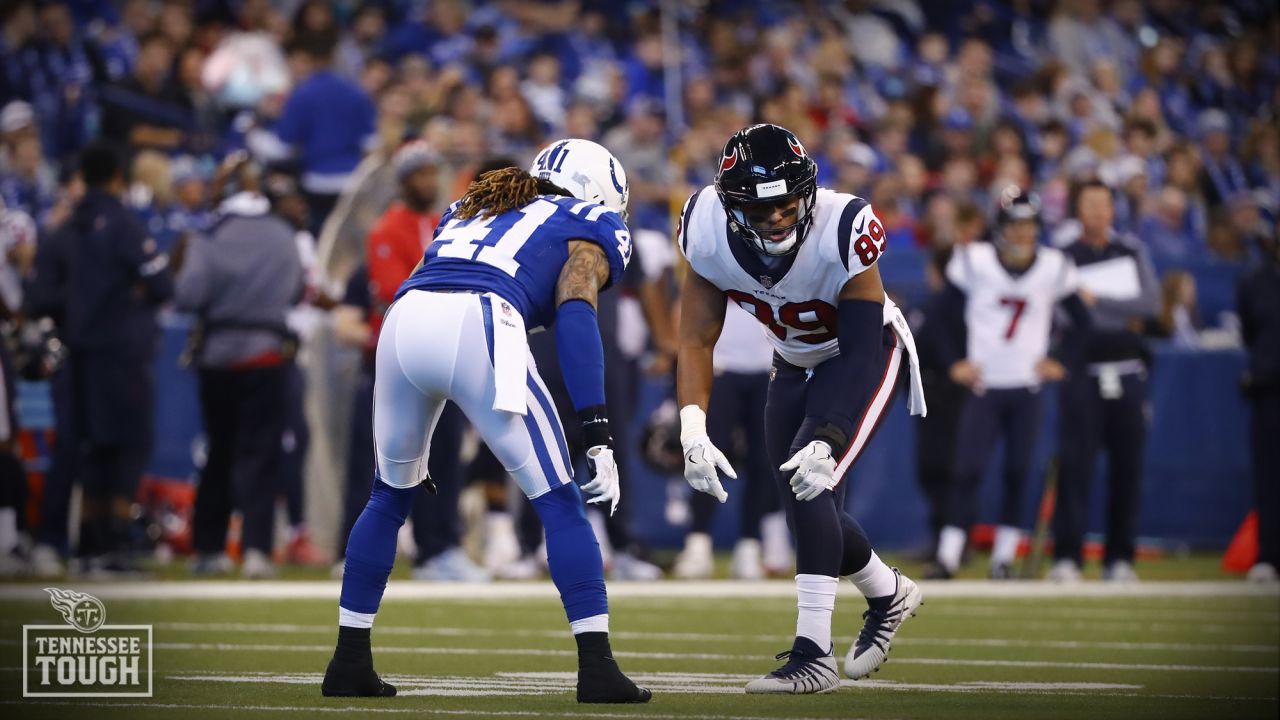 UPDATES TO INTERCEPTION, INSTEAD OF FUMBLE – Indianapolis Colts defensive  back Matthias Farley (41) and New England Patriots tight end Rob Gronkowski  (87) compete for a pass during the second half …