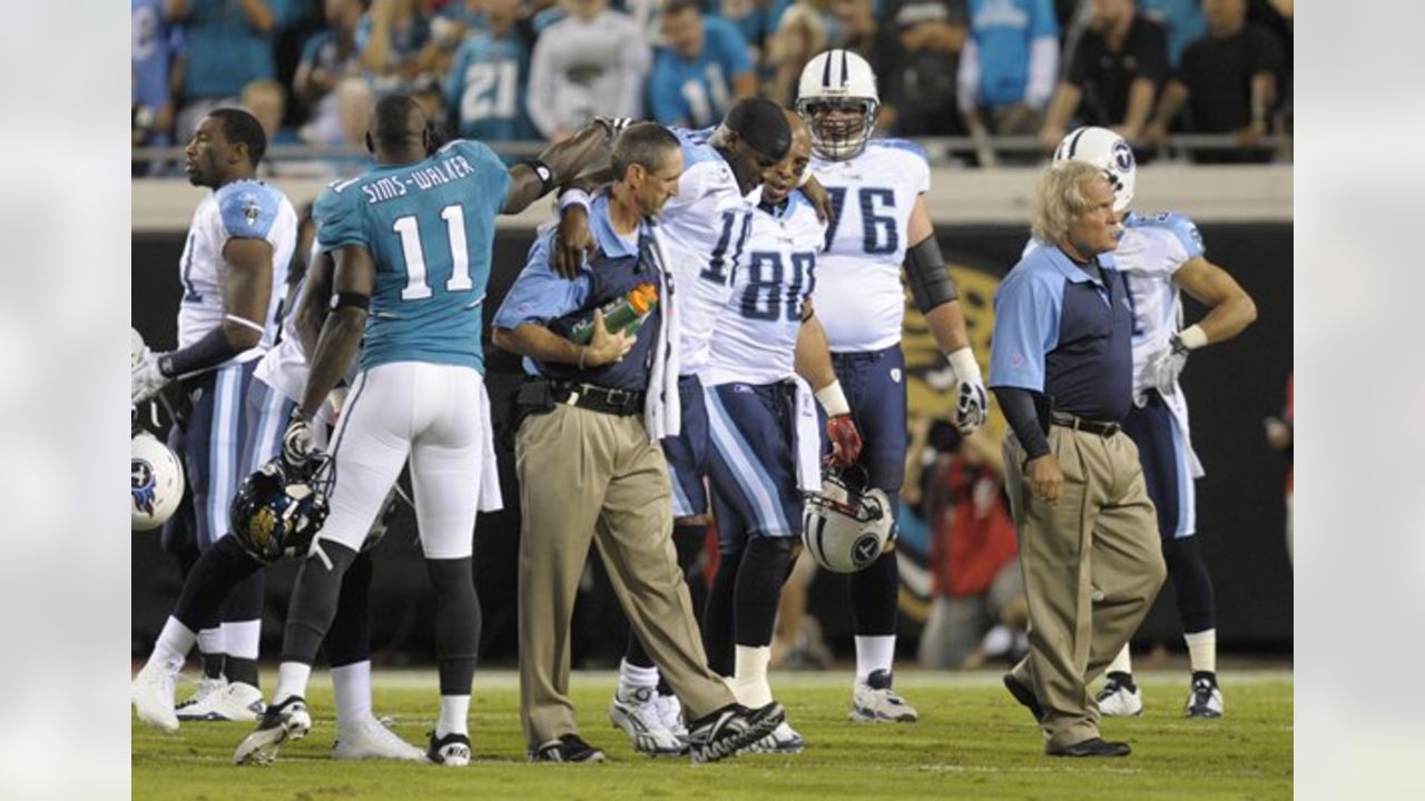 Tennessee Titans running back Ahmard Hall (45) heads upfield