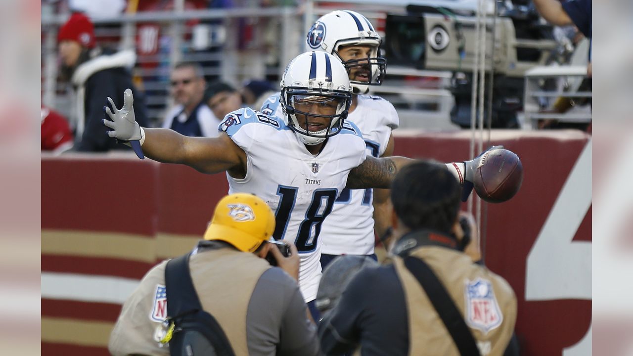 Tennessee Titans wide receiver Taywan Taylor plays against the Baltimore  Ravens in the first half of an NFL football game Sunday, Nov. 5, 2017, in  Nashville, Tenn. (AP Photo/Wade Payne Stock Photo 