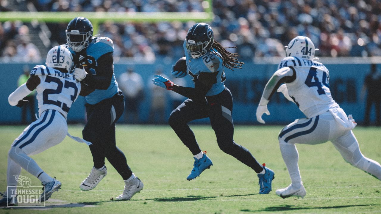 Indianapolis Colts Vs. Tennessee Titans. NFL Game. American Football League  Match. Silhouette Of Professional Player Celebrate Touch Down. Screen In  Background. Stock Photo, Picture And Royalty Free Image. Image 151155752.