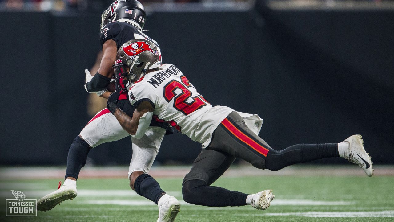 Tampa Bay Buccaneers cornerback Sean Murphy-Bunting (23) works during the  first half of an NFL football game against the Atlanta Falcons, Sunday,  Jan. 8, 2023, in Atlanta. The Atlanta Falcons won 30-17. (