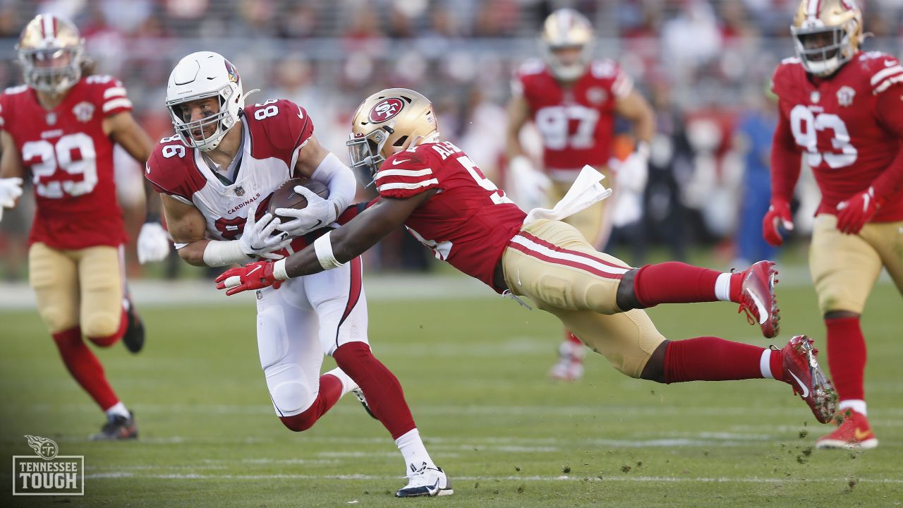 San Francisco 49ers outside linebacker Azeez Al-Shaair (51) is