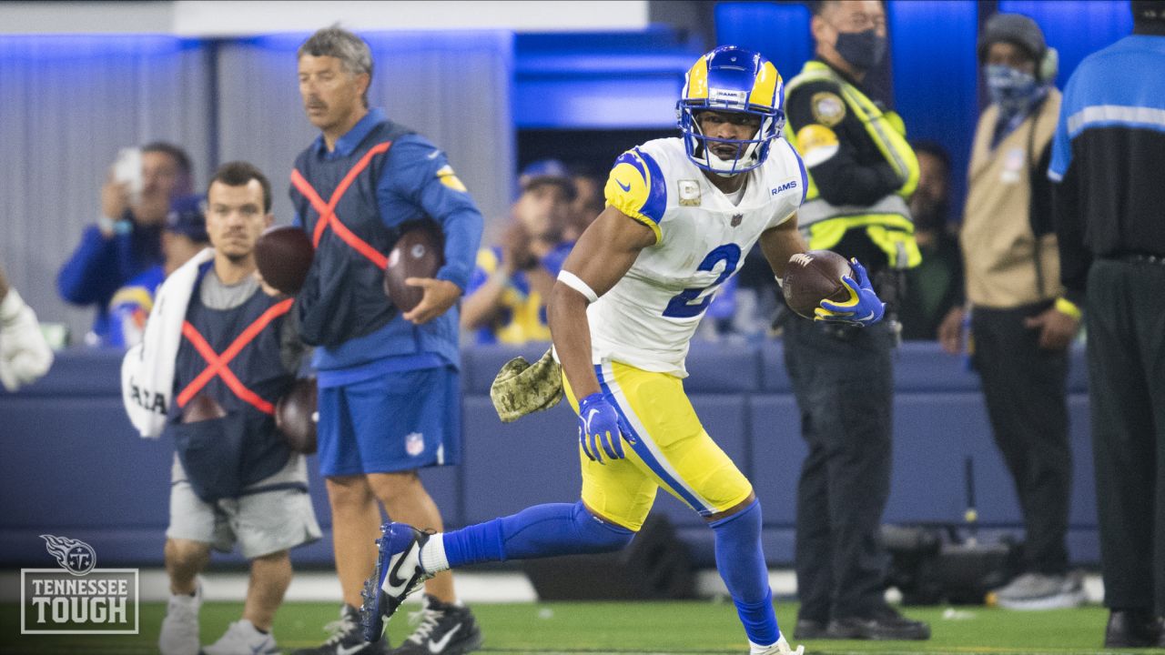 Robert Woods of the Los Angeles Rams runs the ball after a