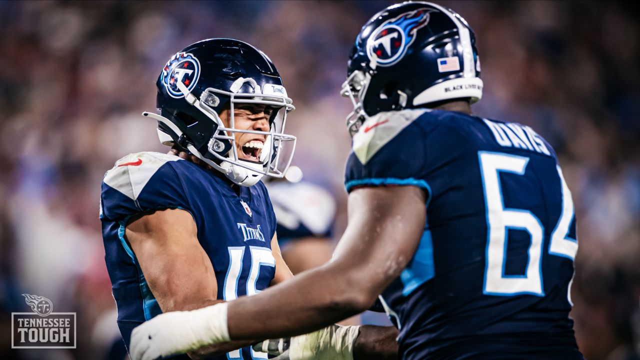 Tennessee Titans wide receiver Nick Westbrook-Ikhine (15) plays during an NFL  football game against the Kansas City Chiefs on Sunday, Oct. 24, 2021, in  Nashville, Tenn. (AP Photo/John Amis Stock Photo - Alamy