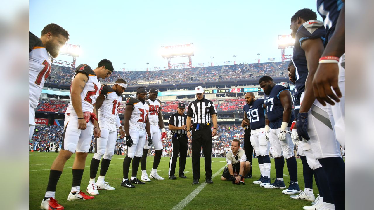 Tennessee Titans cheerleaders perform in the first half of a preseason NFL  football game between the Titans and the Tampa Bay Buccaneers Sunday, Aug.  19, 2018, in Nashville, Tenn. (AP Photo/Mark Zaleski