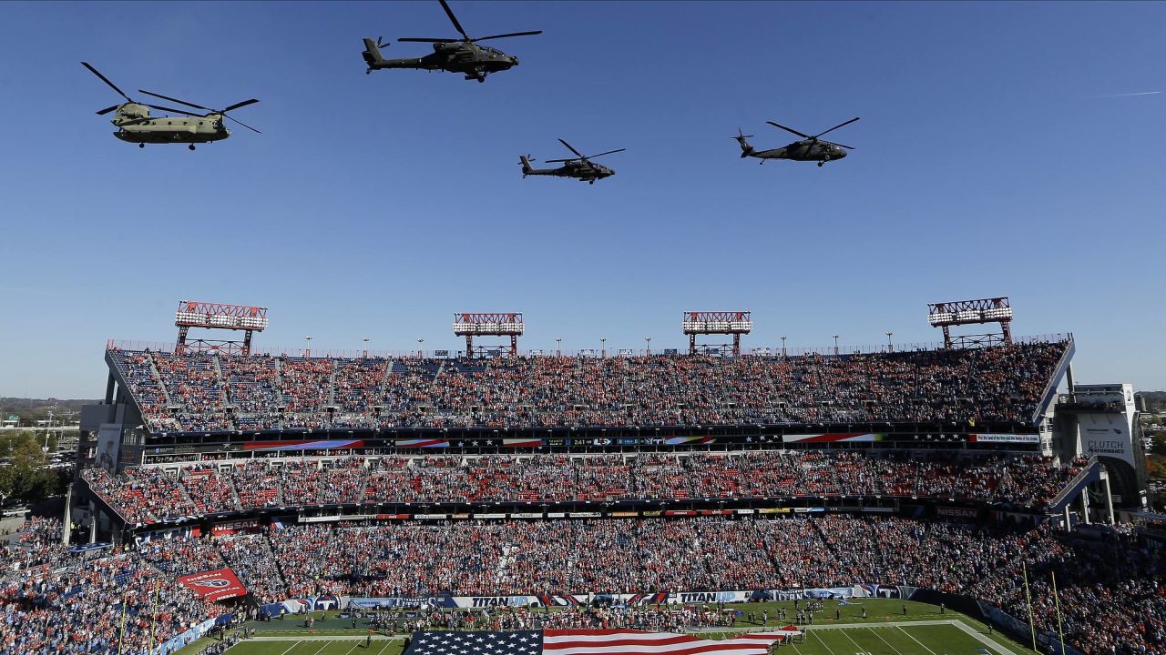 Nashville TN, USA. 22nd Dec, 2019. USA Santa Claus heads to the field  during a game between the New Orleans Saints and the Tennessee Titans at  Nissan Stadium in Nashville TN. (Mandatory