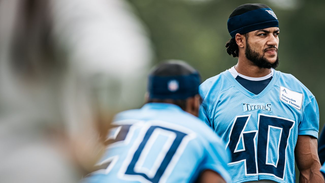 Tennessee Titans safety Matthew Jackson (39) and cornerback Anthony Kendall  celebrate after downing a punt near the goal line in the second half of an  NFL preseason football game against the New