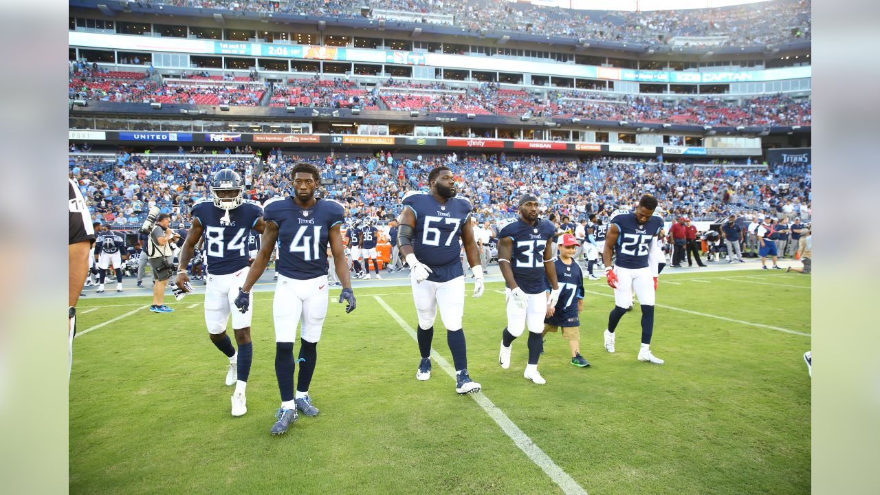 Tennessee Titans cheerleaders perform in the first half of a preseason NFL  football game between the Titans and the Tampa Bay Buccaneers Sunday, Aug.  19, 2018, in Nashville, Tenn. (AP Photo/Mark Zaleski