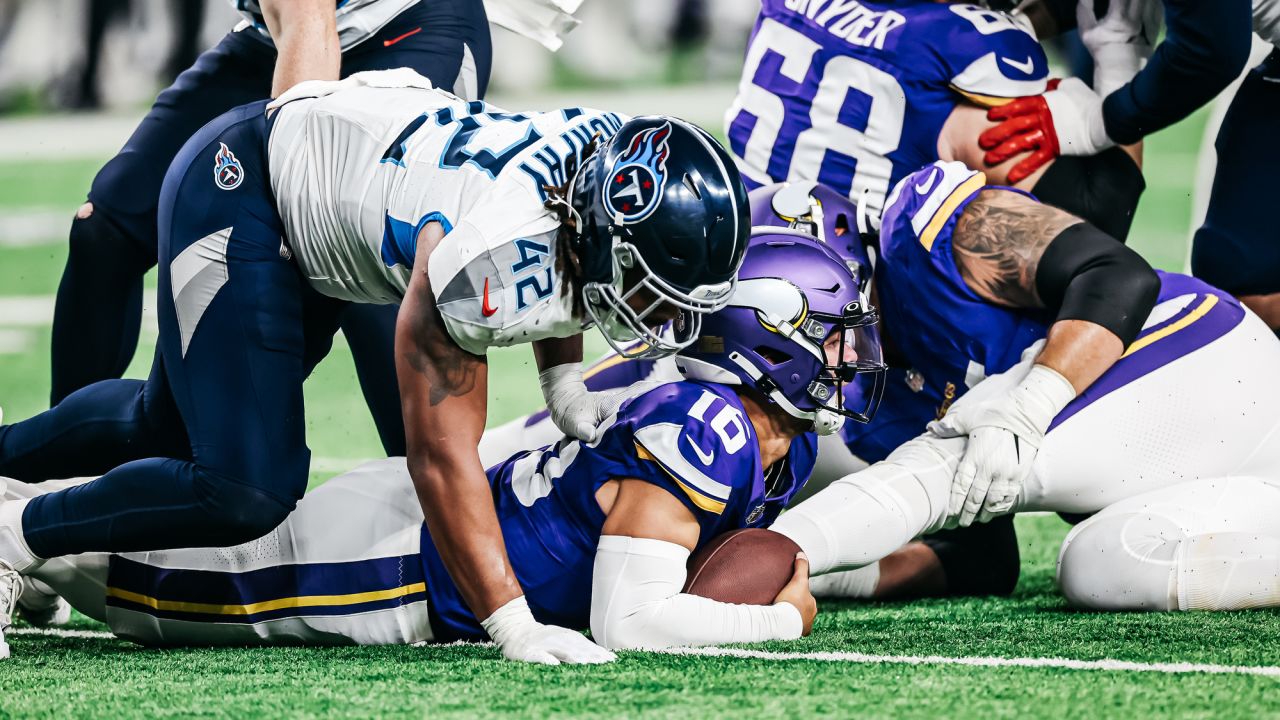 Tennessee Titans cornerback Tre Avery (23) warms up before an NFL preseason  football game against the Minnesota Vikings, Saturday, Aug. 19, 2023 in  Minneapolis. Tennessee won 24-16. (AP Photo/Stacy Bengs Stock Photo - Alamy