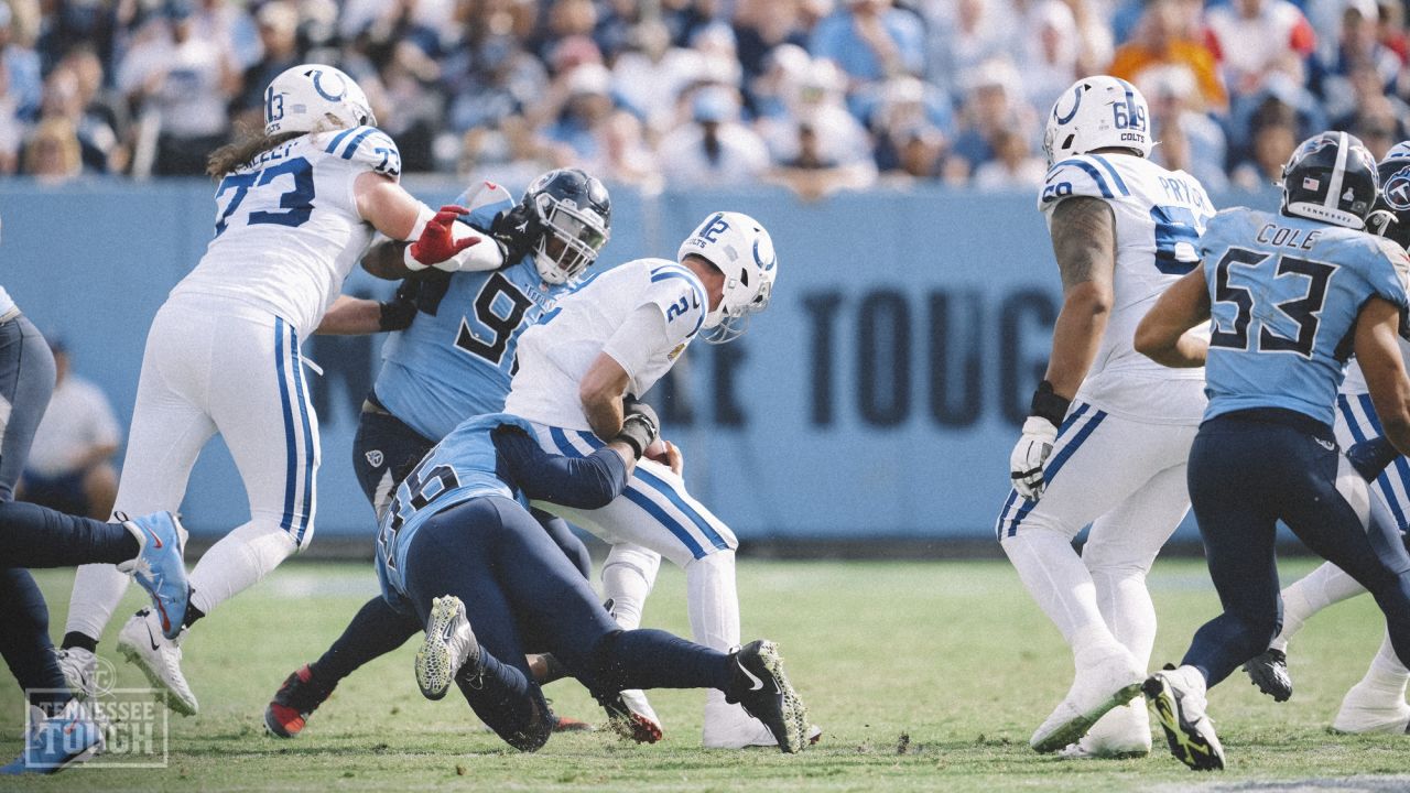 Indianapolis Colts Vs. Tennessee Titans. NFL Game. American Football League  Match. Silhouette Of Professional Player Celebrate Touch Down. Screen In  Background. Stock Photo, Picture And Royalty Free Image. Image 151155752.