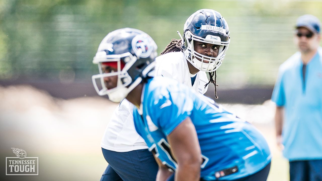 Tennessee Titans wide receiver Brandon Lewis warms up at the NFL football  team's rookie minicamp Friday, May 13, 2022, in Nashville, Tenn. (AP  Photo/Mark Humphrey Stock Photo - Alamy