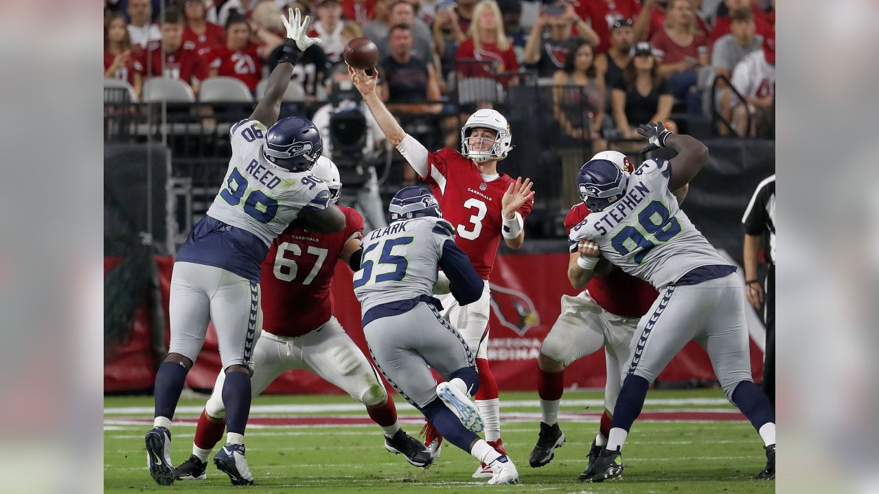 Seattle Seahawks tackle (92) Nazair Jones heads for the field for