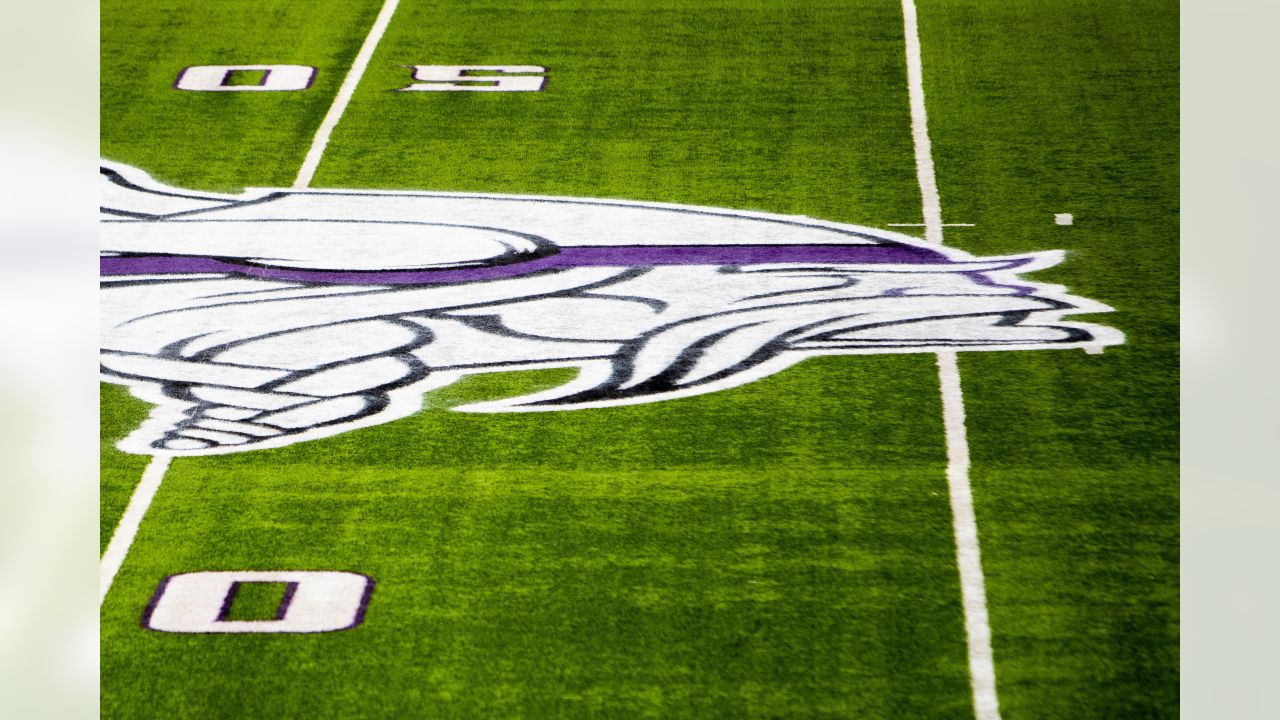 U.S. Bank Stadium Field Painted for Winter Whiteout Game