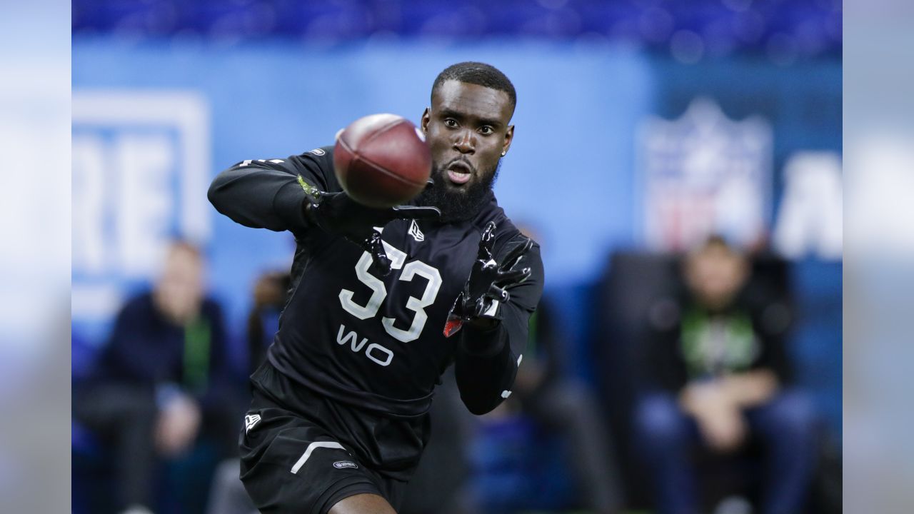 Ohio State defensive back Jordan Fuller runs a drill at the NFL football  scouting combine in In …