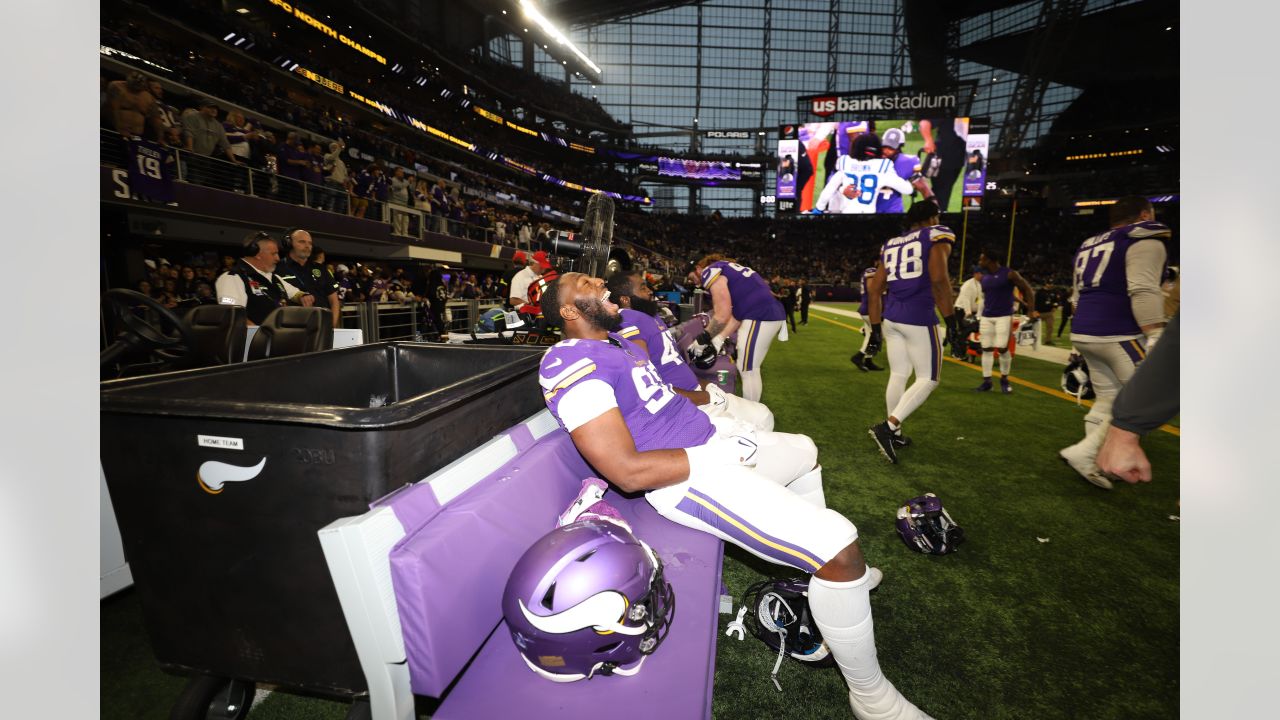 Indianapolis Colts vs. Minnesota Vikings . NFL Game. American Football  League match. Silhouette of professional player celebrate touch down.  Screen in Stock Photo - Alamy