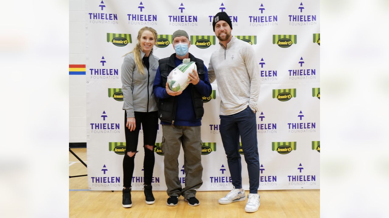 P P* Adam Thielen Autographed NFL Football – Lend A Hand Up