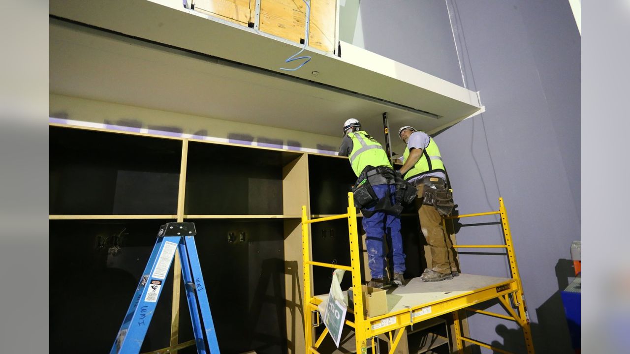 Large Vikings Locker Room Space at U.S. Bank Stadium Taking Shape