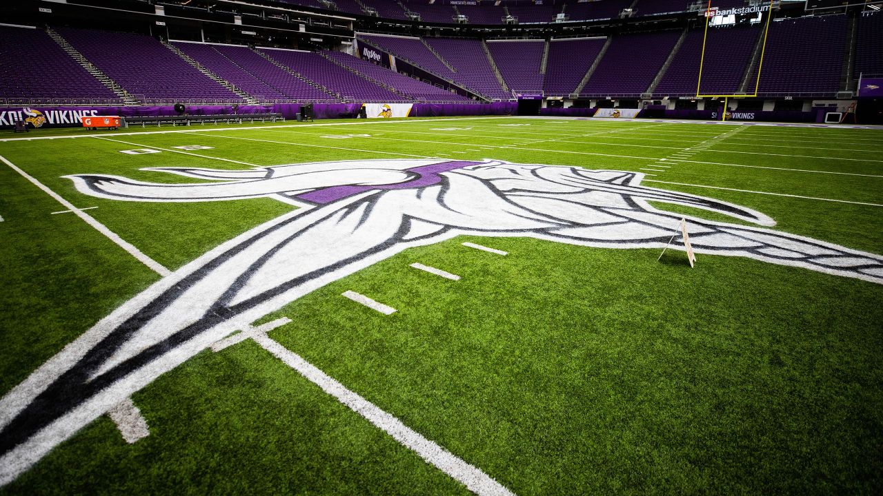 U.S. Bank Stadium Field Painted for Winter Whiteout Game