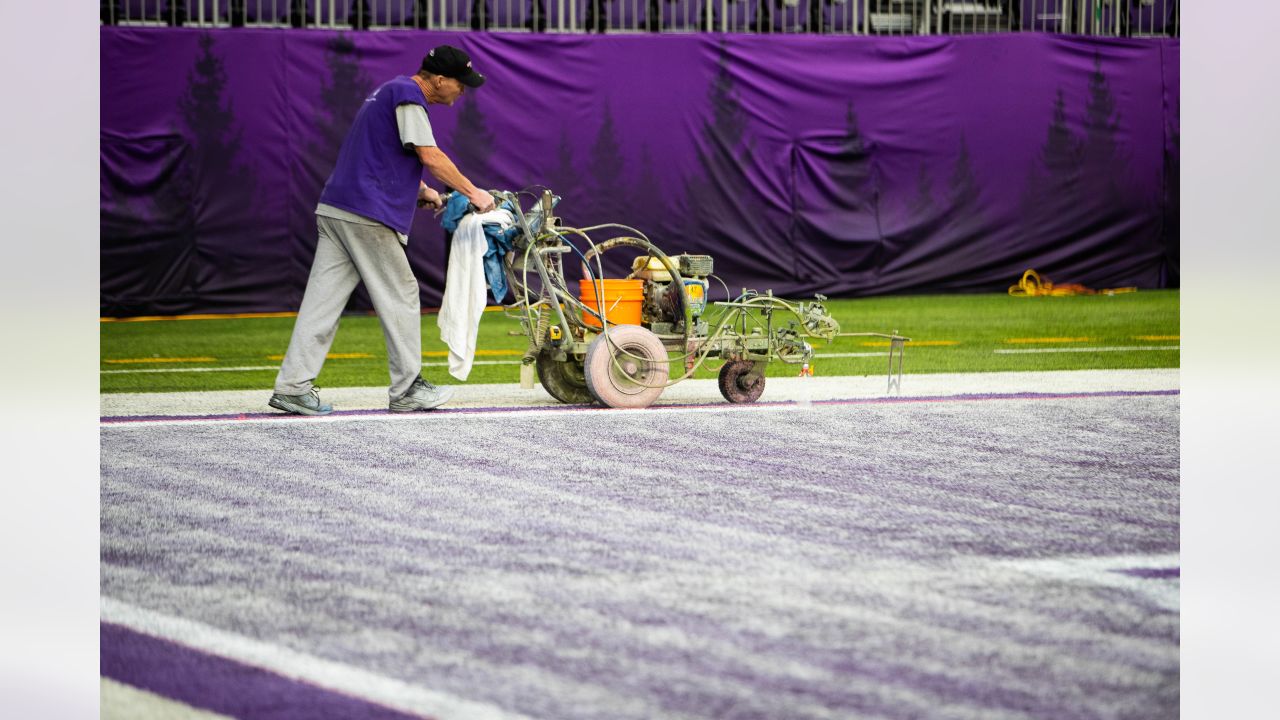 U.S. Bank Stadium Field Painted for Winter Whiteout Game