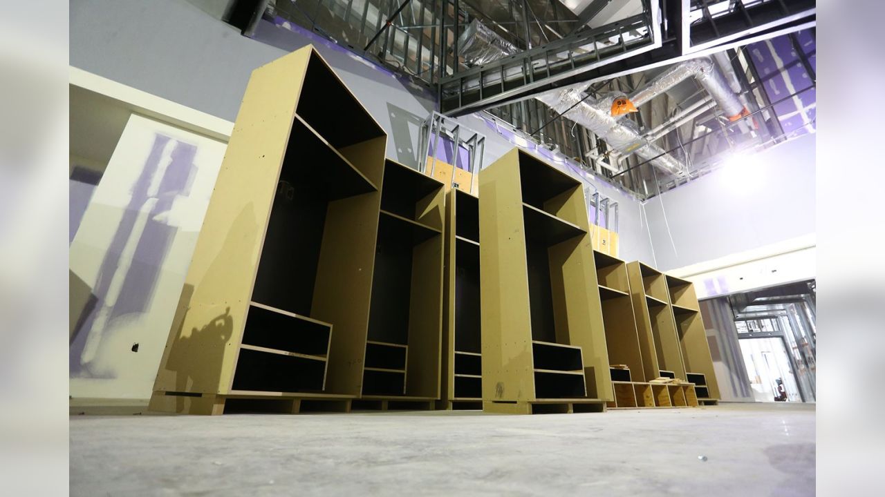 Large Vikings Locker Room Space at U.S. Bank Stadium Taking Shape