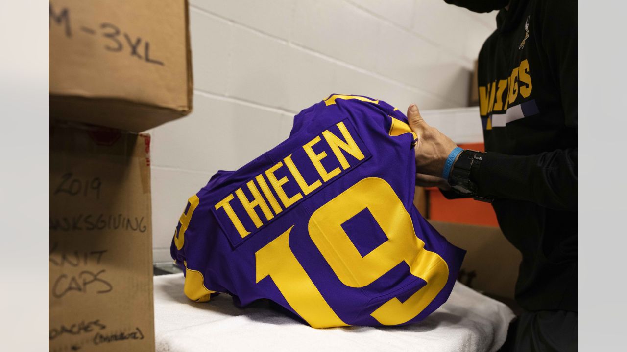 Equipment Staff Prepares Primetime Purple Jerseys for Vikings-Cowboys Game