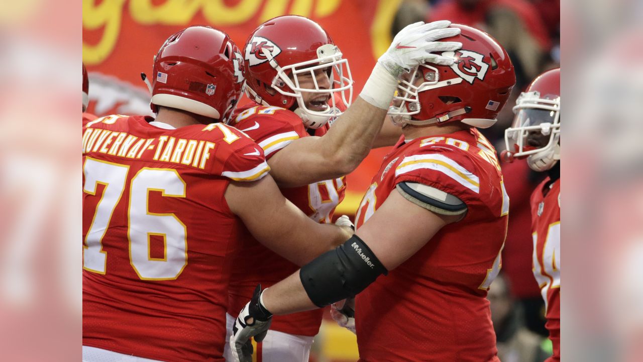 Kansas City Chiefs tackle Laurent Duvernay-Tardif (76) walks off the field  during the second half of an NFL football game against the Oakland Raiders  in Oakland, Calif., Sunday, Oct. 16, 2016. (AP