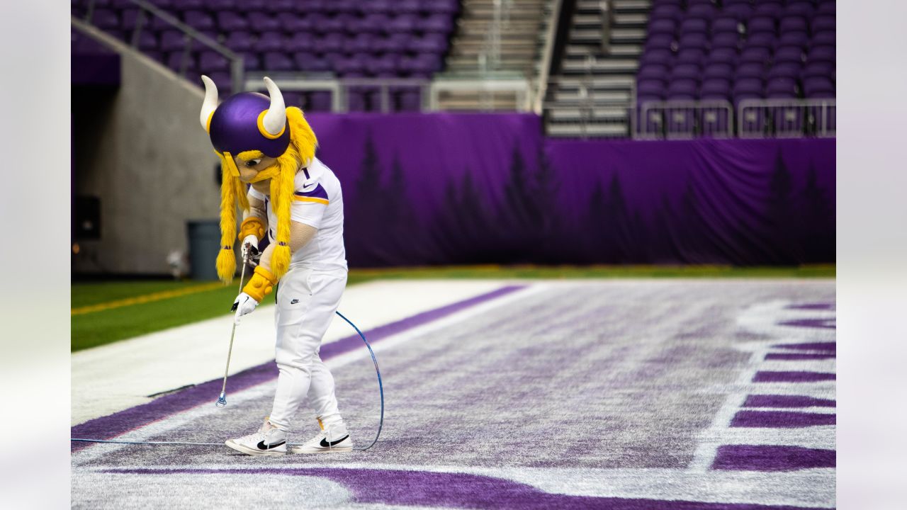 U.S. Bank Stadium Field Painted for Winter Whiteout Game