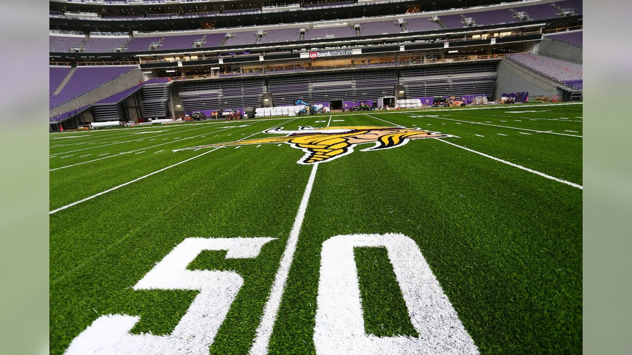 Norseman Logo, End Zones Complete at U.S. Bank Stadium